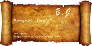 Bereczk Jenő névjegykártya